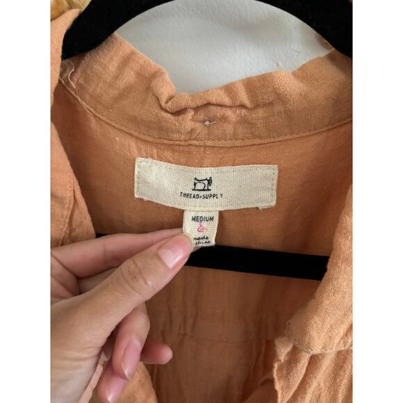 Thread & Supply Top Women's Medium Jane Blouse Button Up Tunic Linen Blend - Picture 4 of 9